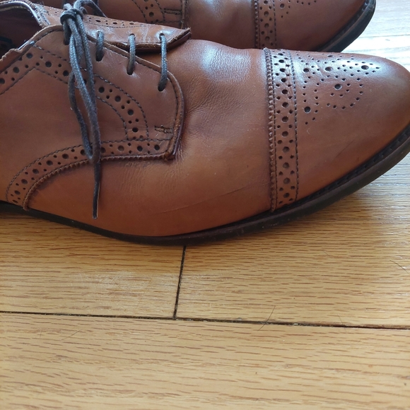 EUC Mens Allen Edmonds Leather Shoes Sanford British Tan Lace Up Size 13 E - Picture 8 of 13